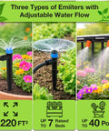 Drip Irrigation System Kit 250 Feet Quick Connect Garden Misting Watering System With Adjustable Nozzles in use