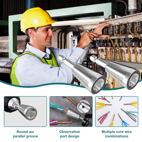 Pro Grade Heavy Duty Wire Nut Twister Drill Bit Attachment Rock Solid Two Piece Set For Swift Electrical Splicing And Zero Hassle Wire Connections On Any Job Site with electrician using wire nuts.