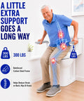 Heavy Duty Adjustable Toilet Safety Rail Giving Rock Steady Grip And Quick No Drill Setup For Seniors And Pregnant Moms Who Need Easy Getting Up Without Eating Up Valuable Bathroom Space Inside, carbon steel frame with elder support.