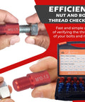 Dead Nuts Accurate Nut And Bolt Thread Checker With 36 Piece Inch And Metric Gauge Set showing M12-1.75 and M10-1.0 fasteners.