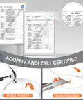 Test report and certification for 80 Pack Bulk Anti Fog Safety Glasses With Impact Resistant Lenses No Sweat Fit Slick Anti Scratch Coating Built Tough ANSI Z87.1 Certified Daily Grind Eyewear.