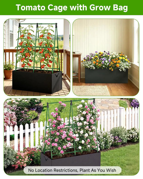 Adjustable A Shape Garden Trellis With Grow Bags For Climbing Vegetables And Flowers Metal Plant Support In Balcony and Garden