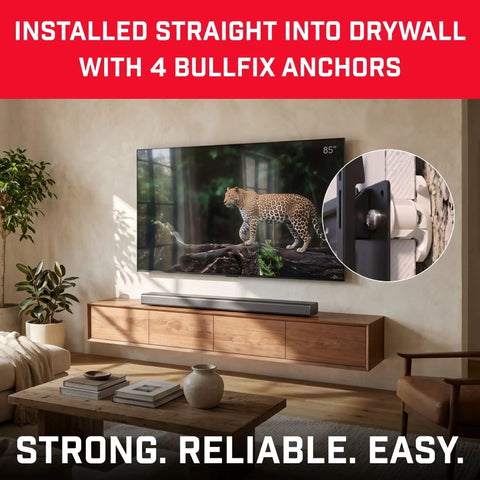 Top Shelf Tv Mount Anchors For Drywall Heavy Duty 4 Pack installed in living room with TV, showcasing reliability and easy setup.