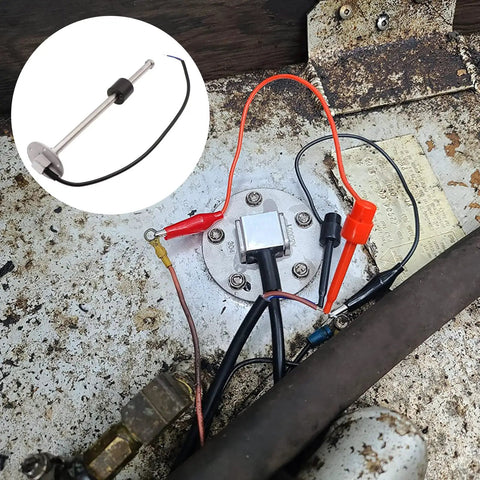 Built Tough Marine Fuel Sending Unit 0 To 190 Ohm 9 Inch Stainless Steel Gas Tank Level Sensor connected to wiring system.