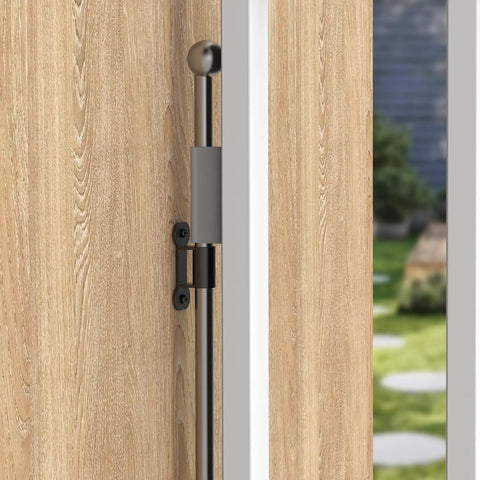 Four Pack Black Fence To Wall Anchors Securely Lock Down Dog Playpen And Pet Gates Compatible With FXW Systems on a door frame.