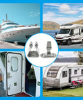 Heavy Duty Marine Door Catch Latch And Kickass Wall Shield Holder Built From Tough As Nails 316 Mirror Stainless Steel for RVs and boats.
