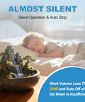 Sleeping child near fountain with almost silent operation, highlighting quiet function for Smart Tiny But Mighty Mini Sump Pump.