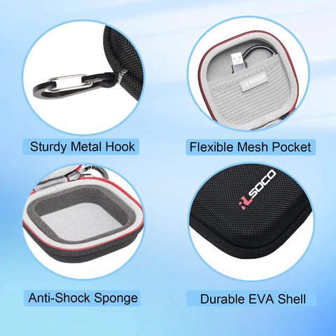 Durable EVA Hard Case for Western Digital Elements SE Portable SSD 1TB 2TB with metal hook, mesh pocket, and shock-absorbent liner.