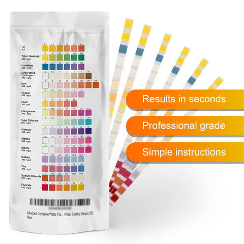 Top Shelf Drinking Water Test Strips Kit For Well Tap And City Water quickly checks 16 parameters, including lead and chlorine.