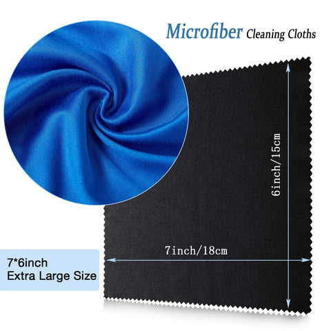 Black microfiber cleaning cloth, 7x6 inches (18x15 cm), for glasses, sunglasses, electronics, camera lenses