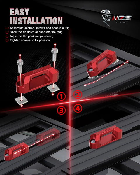 Built Tough T Track Tie Down Anchors For Truck Bed Rails And Tonneau Covers Rock Solid T Slot Cleats installation guide with red aluminum cleats.