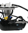 Complete Direct Fuel Pump And Level Sensor Module Assembly With Inline Filter and Pressure Regulator side view showing connectors and housing.