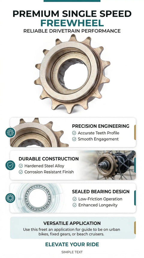 Single Speed Freewheel 14T Sprocket Gear For Mountain Road And Folding Bikes featuring durable bronze metal construction