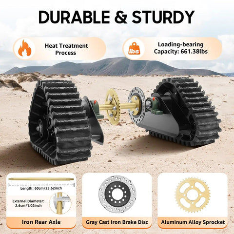 Heavy Duty 23.6 Inch Go Kart Beefed Up Buggy Quad Rear Axle Kit With Wheel Shaft Assembly And Pro Kits shown on desert terrain