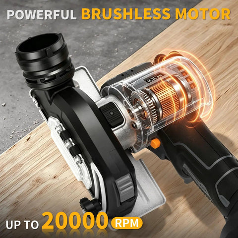3 Inch Cordless Cut Off Tool And Brushless Mini Circular Saw With Two 4ah Batteries Takes The Cake For Powerful Cutting On Steel And Tile Zero Sweat Daily, highlighting powerful brushless motor.