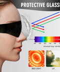 Top Shelf Red Light Therapy Glasses for Killer Eye Protection Against Tanning and Ipl Lasers, Blocks 600 to 900 Nm Rays to Save Your Peepers, sleek black wraparound style, side view