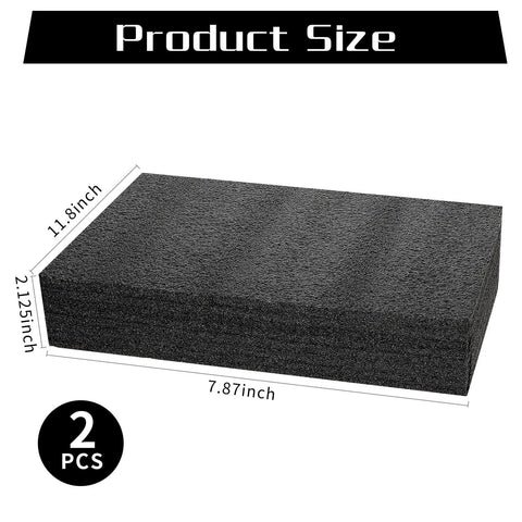2 Pcs Black Polyethylene Foam Sheets 12 X 8 Inches Sweet Cushion Padding For Toolboxes And Craft Projects Ultra Durable Cuttable Packing Foam Blocks displayed with dimensions.