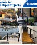 Knockout Modular Cable Railing Kit With Stainless Steel Wires And Smooth Finish Handrail 36 Inch System displayed on deck, porch, balcony, and corridor.