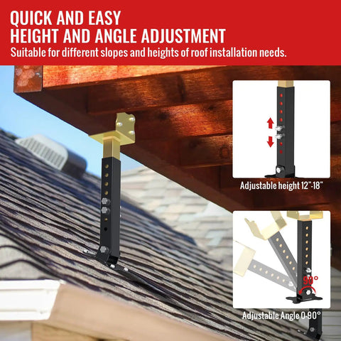 Beefy Heavy Duty Adjustable Roof Riser Brackets Kit For Patio Pergola Saddle Mounts Steel Beams 0 To 90 Degree Angles Height Adjustable 12 To 18 Inches Pergola Roof Beam Mounts Three Pack Black Gold