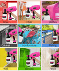 Powerful HVLP Paint Sprayer With Five Copper Nozzles And Three Spray Patterns used on door, chair, mailbox, and more surfaces.
