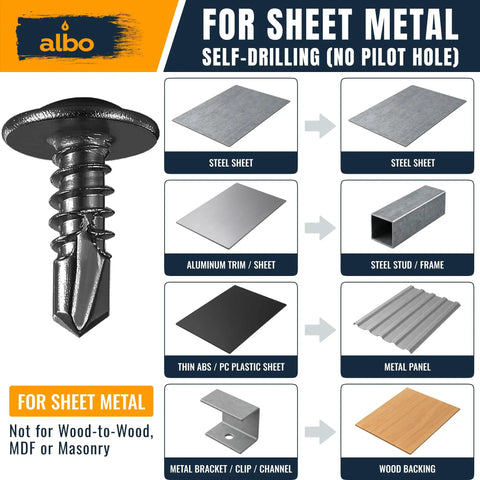 Hella Durable Beefy Four Hundred Piece Pack Eight By One Half Inch Self Tapping Truss Head Stainless Screws for sheet metal and aluminum.