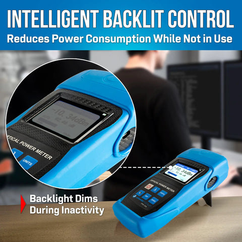 Professional Fiber Optic Power Meter Kit Boasts Slick Blue Build and Rock Solid Accuracy for field techs testing dBm levels.