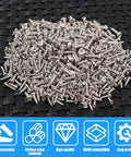 1200 Piece Miniature Self Tapping Screw Set Featuring Crosshead Drive And Rugged Carbon Steel Build For Diy Repairs And Furniture Assembly on black surface.