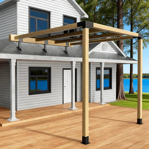 4x4 Heavy Duty Roof Riser Brackets With 180 Degree Adjustable Angles For Pergola, Patio Cover, Gazebo, And Wood Posts Black Metal Mounts For Tough Built To Last Roof Support On Any Wood Post