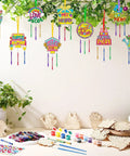 DIY Wind Chime Craft Kit Make Your Own Chimes For Moms Day Gift With 30 Wooden Pieces And 90 Tubes In 5 Colors displayed on table.