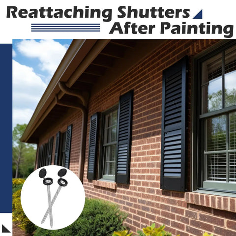 36 Pack Vinyl Shutter Fasteners Featuring Heavy Duty 3 Inch Stainless Steel And Black Plastic Spike Anchors With Secure Caps For Rock Solid Exterior Trim And A Zero Fuss Install on newly painted shutters.