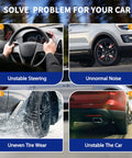 Image showing car issues: unstable steering, abnormal noise, uneven tire wear, and instability. Replacement Suspension Kit for 2011-2017 Ford Explorer and Police Interceptor Struts Shocks Set Front Rear OEM Direct Bolt Swap Crush Potholes like a Pro Smooth Cruise All Day Ride.