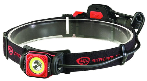 Twin Task 300-Lumen Headlamp With 3AA Batteries, Compact Battery-Powered Spot And Flood Light, Red, rubber hard-hat strap