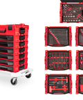 248 Piece Tool Set In A Modular Stacking Tool Cart With Six-Drawer L-BOXX Compatible Organizer Heavy-Duty Hand Tools And Bits