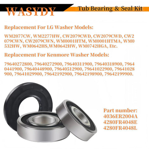 Heavy Duty Front Load Washer Tub Bearing And Seal Kit Replacement Kicks Loud Roar Way Off The Curb And Seals Bad Leaks Smooth High Speed Spin Built Tough on display.