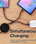 Dope Retractable USB C Cable For Motion Boom Speaker 100W Fast Charge 3 In 1 USB C USB A Micro USB Five Preset Lengths From 10 To 42 Inches Tangle Free Portable Charger Cord Jet Black charging phone, tablet, and earbuds