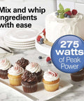 Big Time Slick And Kickin Six Speed Electric Hand Mixer With Quick Burst Function Includes Complete Three Piece Beater Set And Snappy Storage Case For Hassle Free Mixing Tasks with cupcakes and cake.