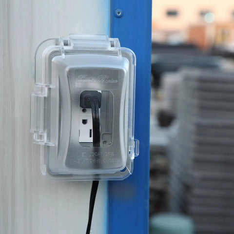 Insane Weatherproof Electrical Outlet Covers 3 Pack 1 Gang Outdoor Plugs Sun Stabilized Polycarbonate mounted on a wall