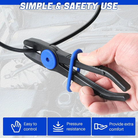 Three Pack Hose Pinch Off Pliers Set With Five Point Nine Inch Seven Point Three Inch And Ten Inch Straight Fuel Line Clamp Pliers for fuel gas brake application.