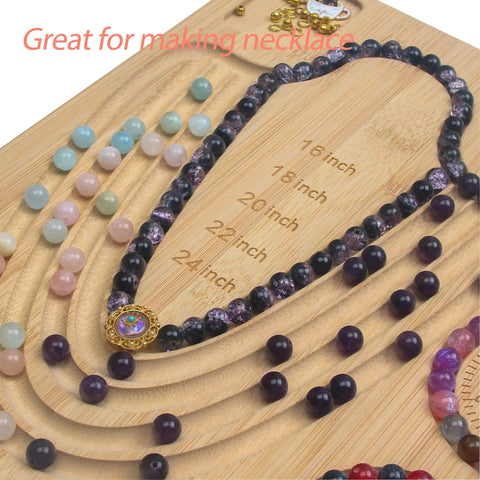 Beading Board For Jewelry Making Bamboo Beading Tray For Necklaces And Bracelets Portable Bead Mat With Three Bracelet Grooves And Five Necklace Grooves For 16 To 24 Inches Your Go To Craft Supply