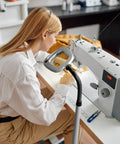 Sewing with MultiFlex LED Floor Magnifier Lamp, Ultra Wide 6 Inch Viewing Area, Pro Grade 6X Bifocal Lens, Silver Finish