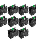 Pack of 10 Rugged Heavy Duty Momentary Push Button Switches with NO NC Contacts, 10A 600V, Snap In Mount, Screw Clamp Terminal