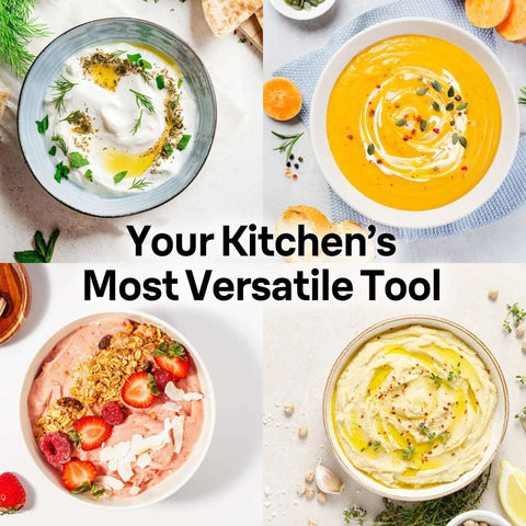 Professional Hand Blender With Turbo Boost And Powerbell Plus Tech For Ultra Smooth Purees And Creamy Soups A Hella Efficient Kitchen Workhorse Making Mealtimes A Breeze 500W showcasing creamy soups and purees.