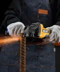 Killer Cordless Angle Grinder With Three Speed Settings And Paddle Safety Switch For Zero Hassle Metal Cutting And Grinding Compatible With DeWalt 20V Max Tools Tool Only cutting rebar with sparks flying.