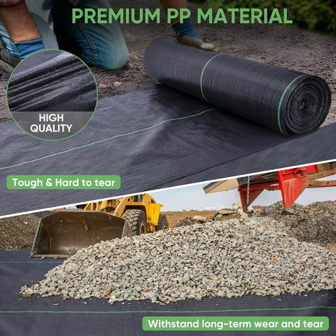 Heavy Duty Weed Barrier Fabric, 3 Feet By 50 Feet, 3.2 Ounces Landscape Workhorse for Garden, Yard, Driveway, and Vegetable Cultivation