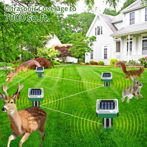 Solar Powered Ground Vibrating Pest Repellent for Gardens Lawns Yards Farms and Orchards Keeps Rats Snakes Rabbits Hedgehogs Outta Your Lawn with Ultrasonic Burrow Deterrence Every 30 Seconds, installed in garden landscape