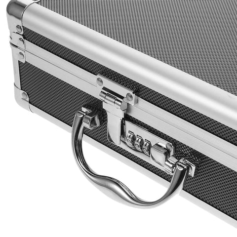Close-up of Heavy Duty Aluminum Toolbox With Secure Snap Latch And Rugged Carry Handle for smart organizing and outdoor jobs.