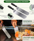 134 Piece Griddle Accessories Kit For Hibachi Flat Top Grills Perfect For Outdoor BBQs with beefed up spatulas in use