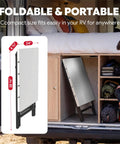 Foldable Outdoor Grill Table And Prep Station with Pizza Oven Base fits in RV storage, showing compact size and portability.