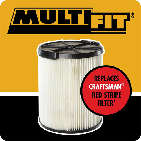 Versatile Wet Dry Vacuum Filter Cartridge For 5 Gallon And Larger Shop Vacuums With Quick Lock System Replacement For VF7816