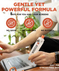 WHOOSH! Screen Shine Duo XL screen cleaner set with 3.4 oz and 1 oz bottles and two microfiber cloths for laptops